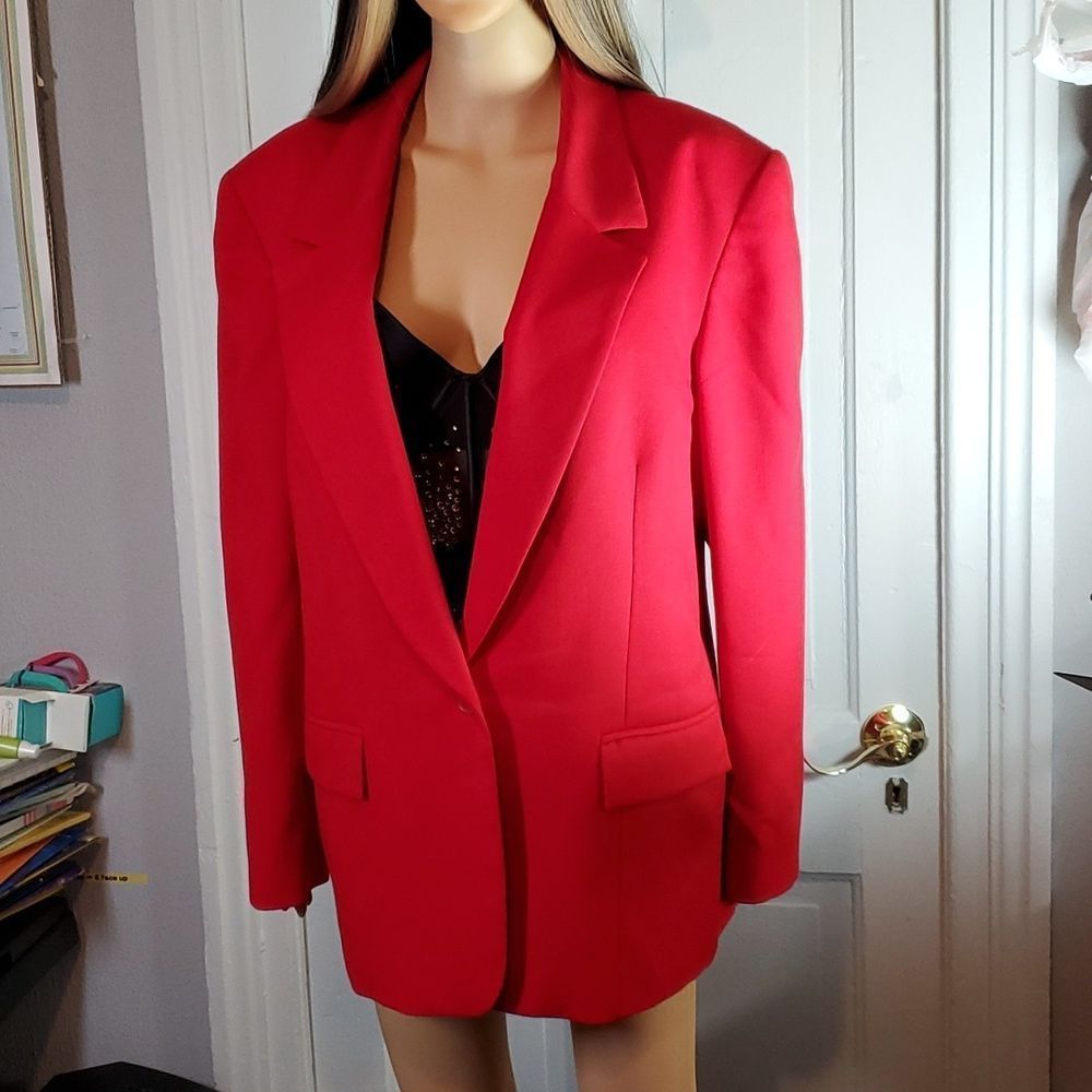 Vintage PENDLETON Red Blazer Office Coat Virgin Wool